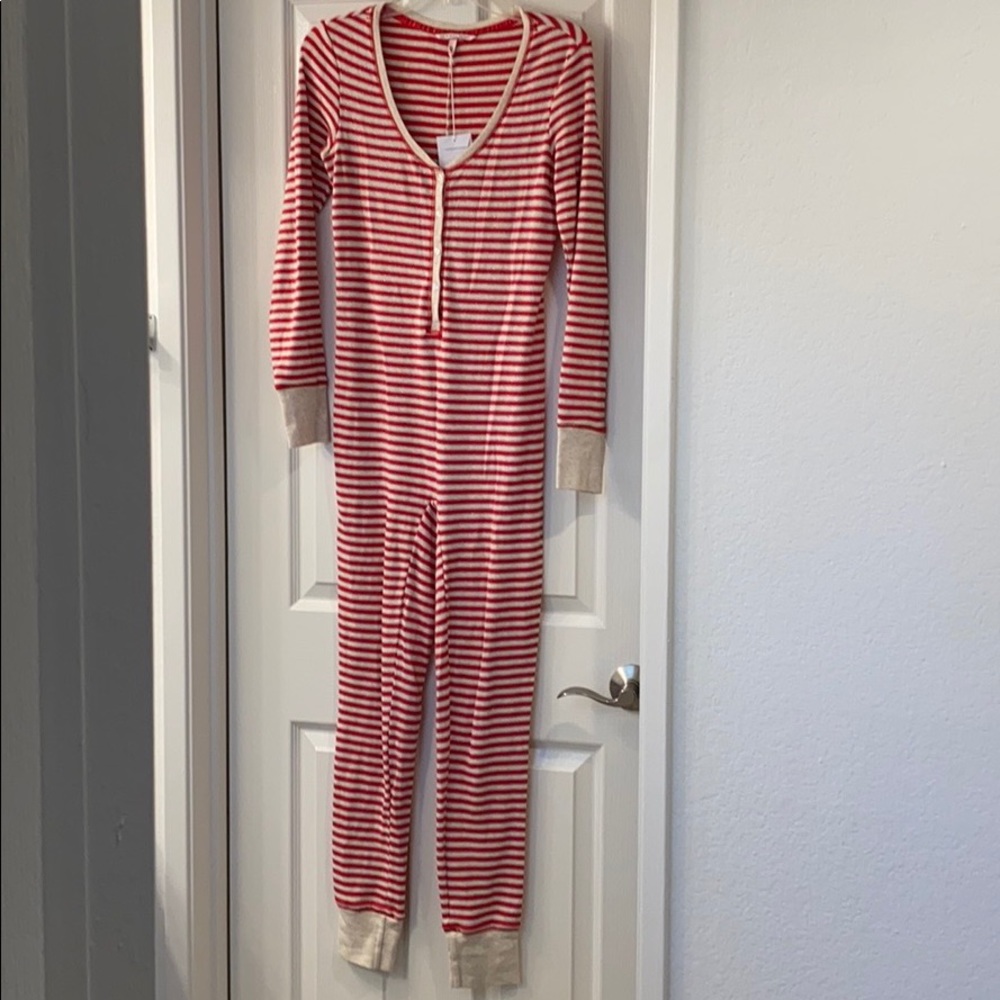 Victory Secret onesie jammies. Candy cane print